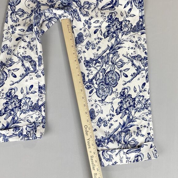Bill Blass White Floral Print Capri Jeans Women's 8 Perfect Fit High Rise Mom - Picture 13 of 16